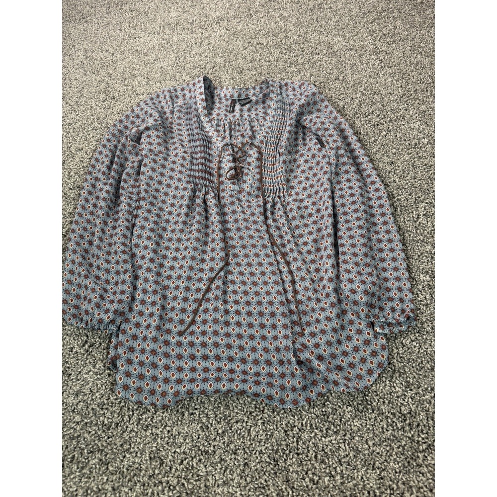 Vintage Y2K Fire Los Angeles Peasant Top Women's Size Medium Blue
